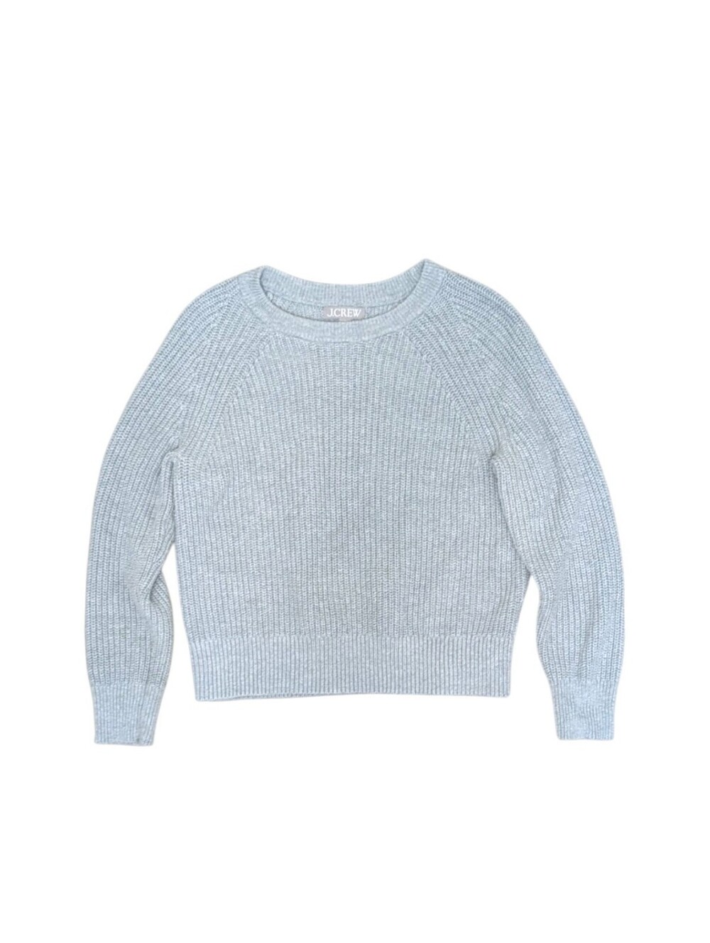 J. Crew Heather Grey Chunky Knit Pullover Cotton Sweater Small
